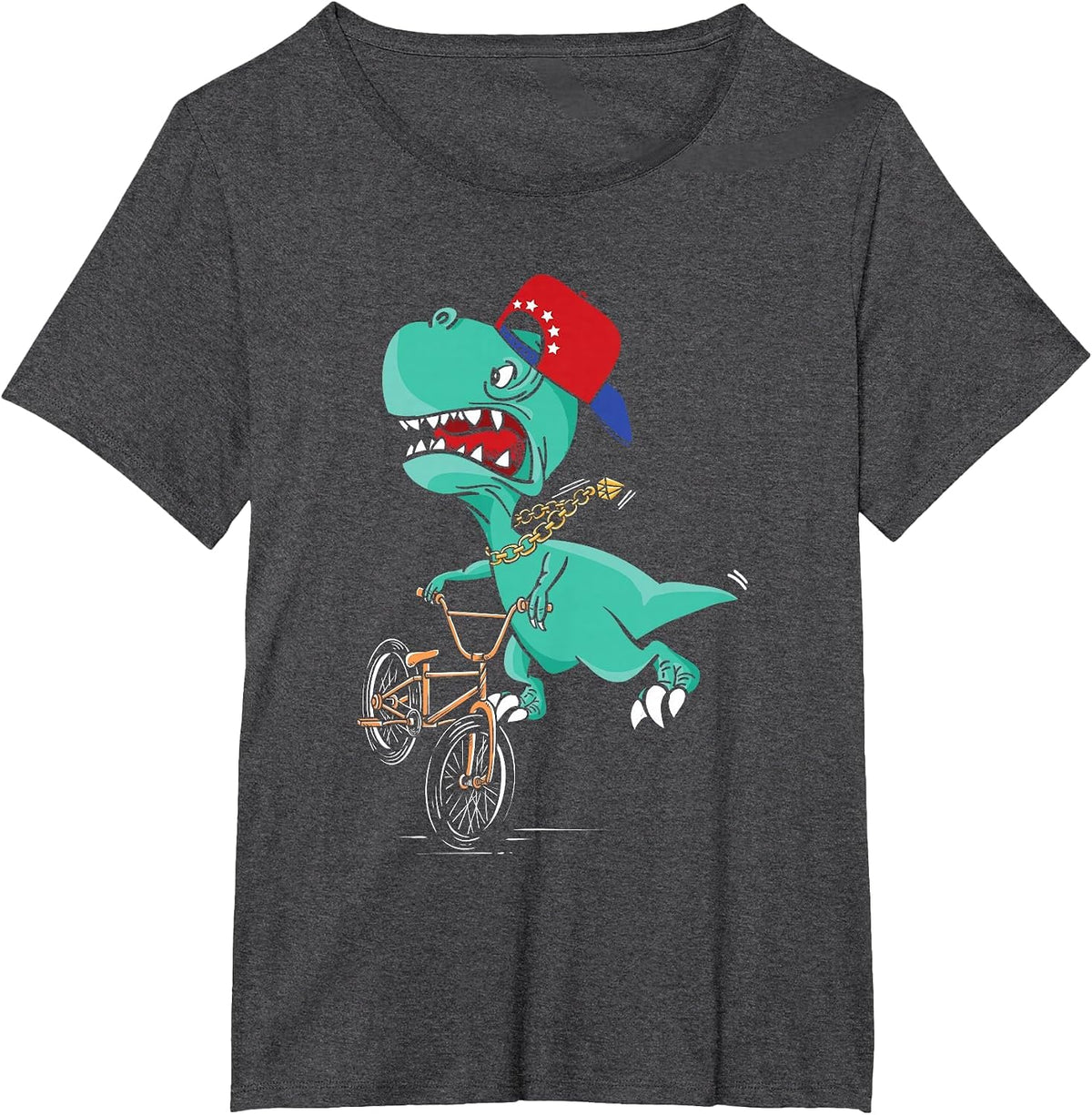 Funny T-Rex Dino Cyclist | BMX MTB Biking | Bike Cycling T-Shirt - Dark Heather Grey