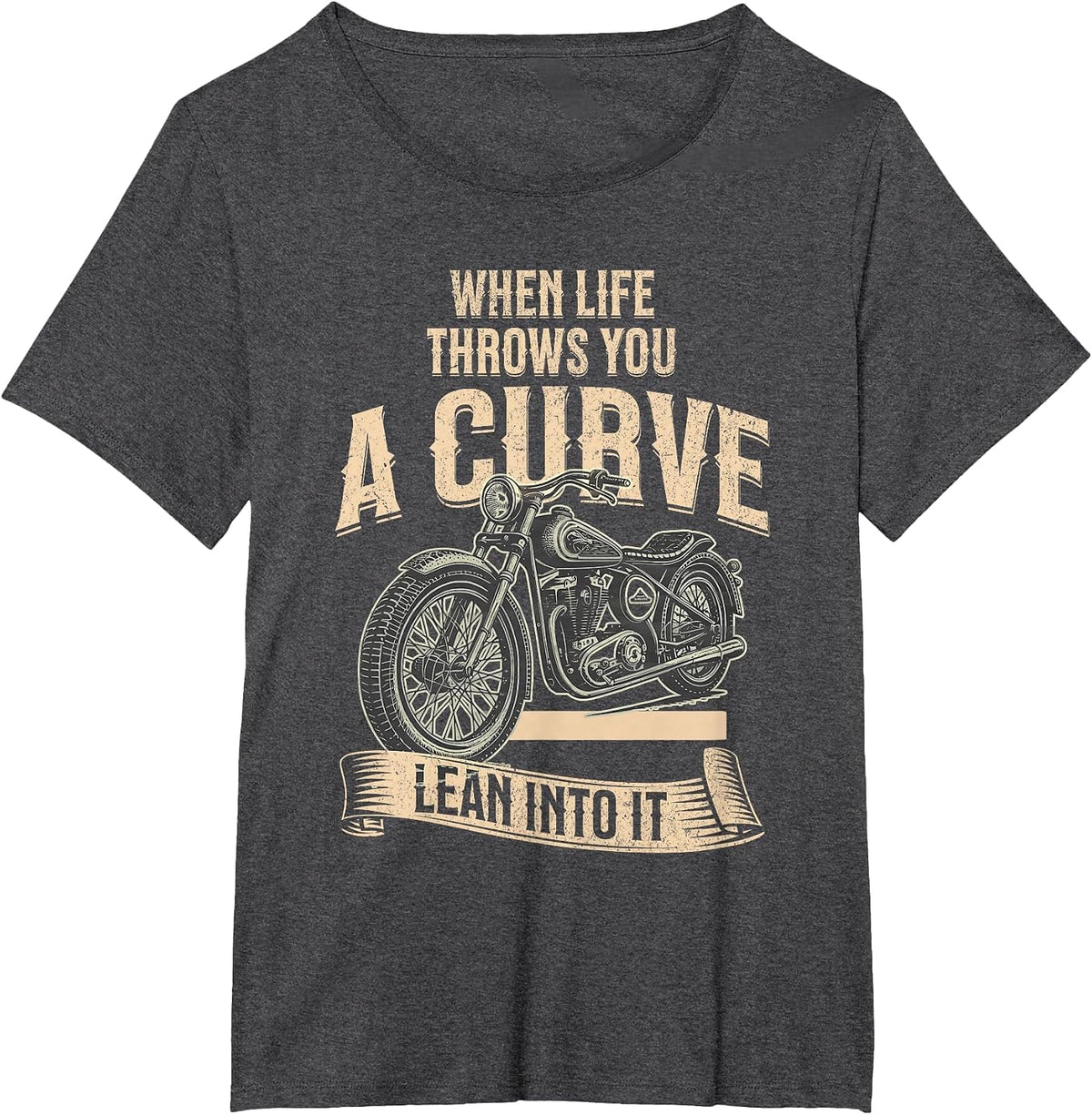 When Life Throws You A Curve Funny Motorcycle Biker Men T-Shirt - Dark Heather Grey