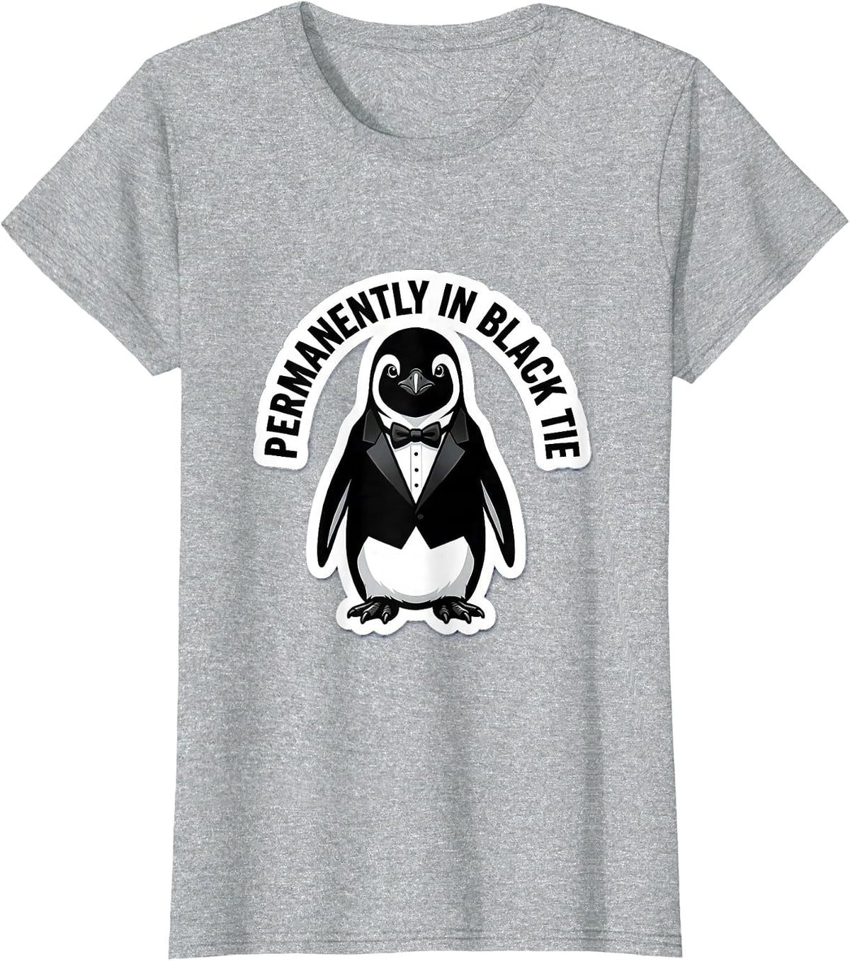 Permanently in Black Tie Tuxedo Formal Style Design T-Shirt - Heather Grey