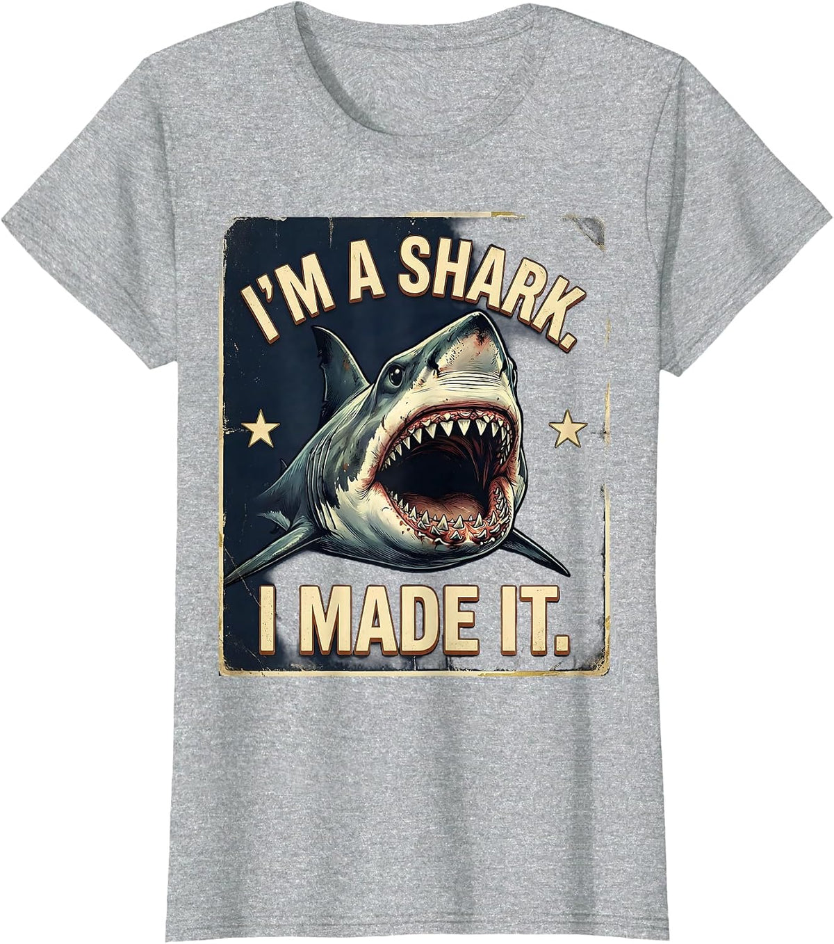 Women's I'm A Shark I Made It Vintage Shark Jaw Halloween Costume T-Shirt - Heather Grey