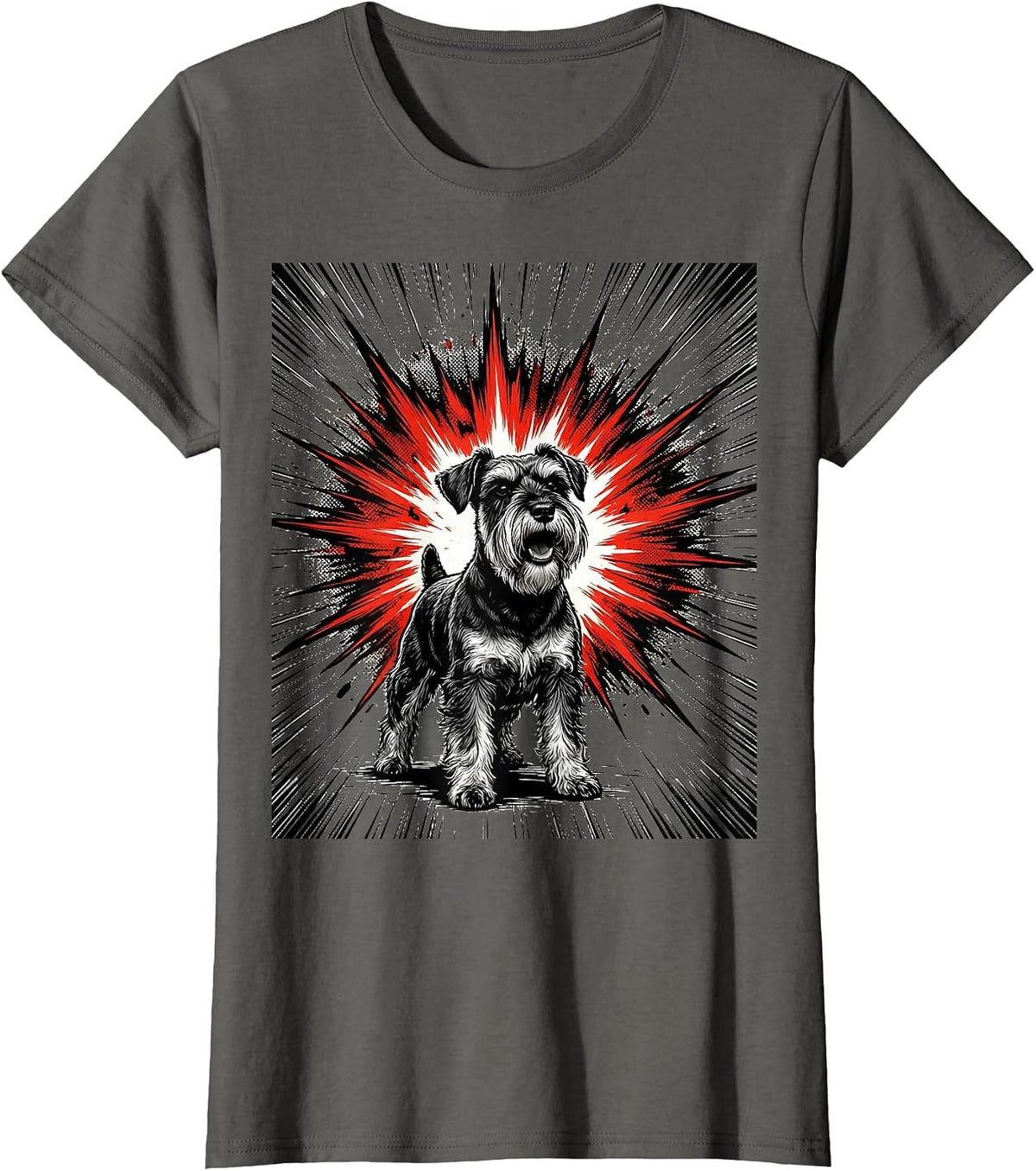 Women's Miniature Schnauzer Comic Book Dog Lover Gift T-Shirt - Asphalt Grey