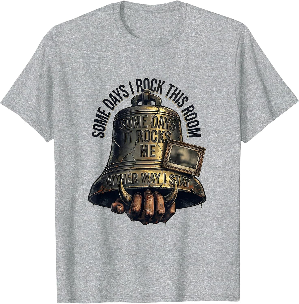 Men's Some Days I Rock This Room Distressed Rock On Classroom T-Shirt - Heather Grey