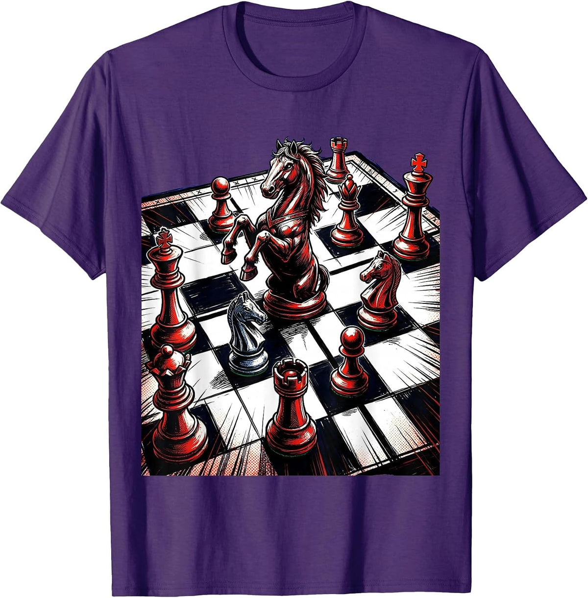 Math Teacher Chess Coordinate Grid Graphic T-Shirt - Purple