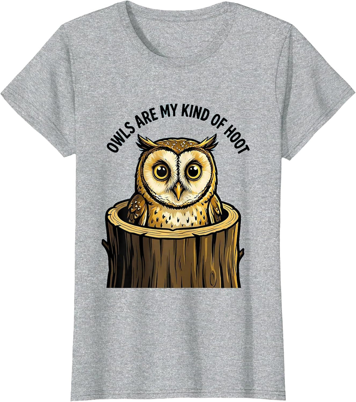 Women's Owls Are My Kind Of Hoot Cartoon Owl Lover Eco-Awareness T-Shirt - Heather Grey