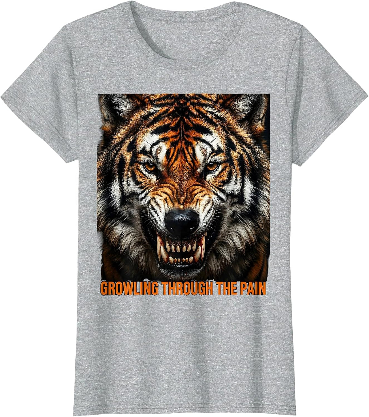 Women's Growling Through the Pain Death Metal Design T-Shirt - Heather Grey
