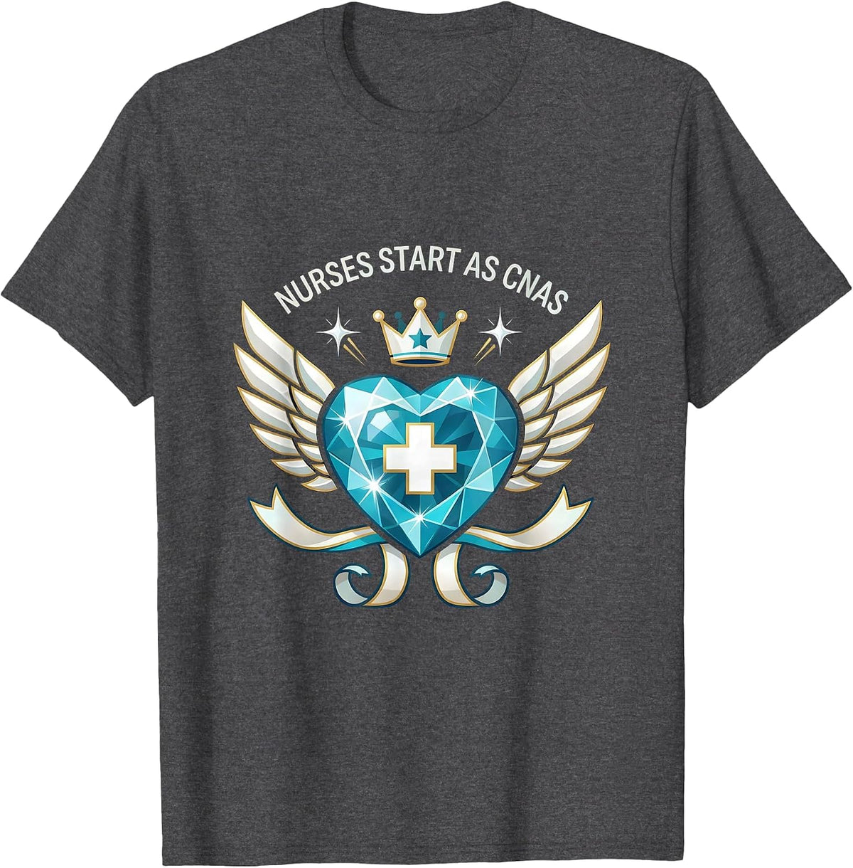 Men's Nurses Start As CNAs Healthcare Pride Design T-Shirt - Dark Heather Grey