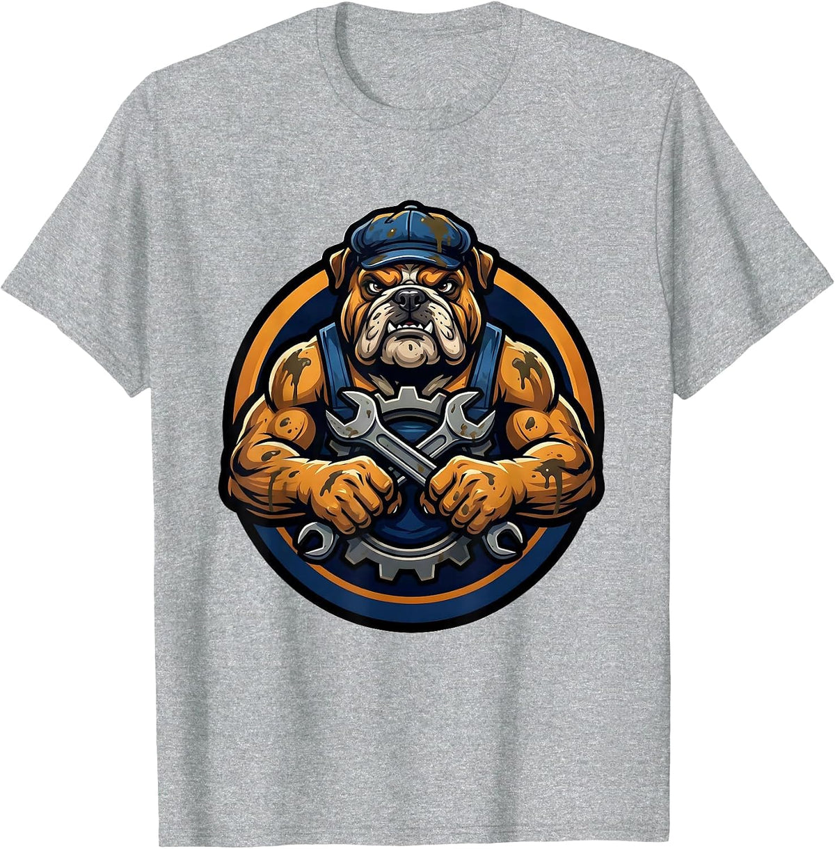 Men's Grease Monkey Wrench and Gear Mechanic Graphic T-Shirt - Heather Grey