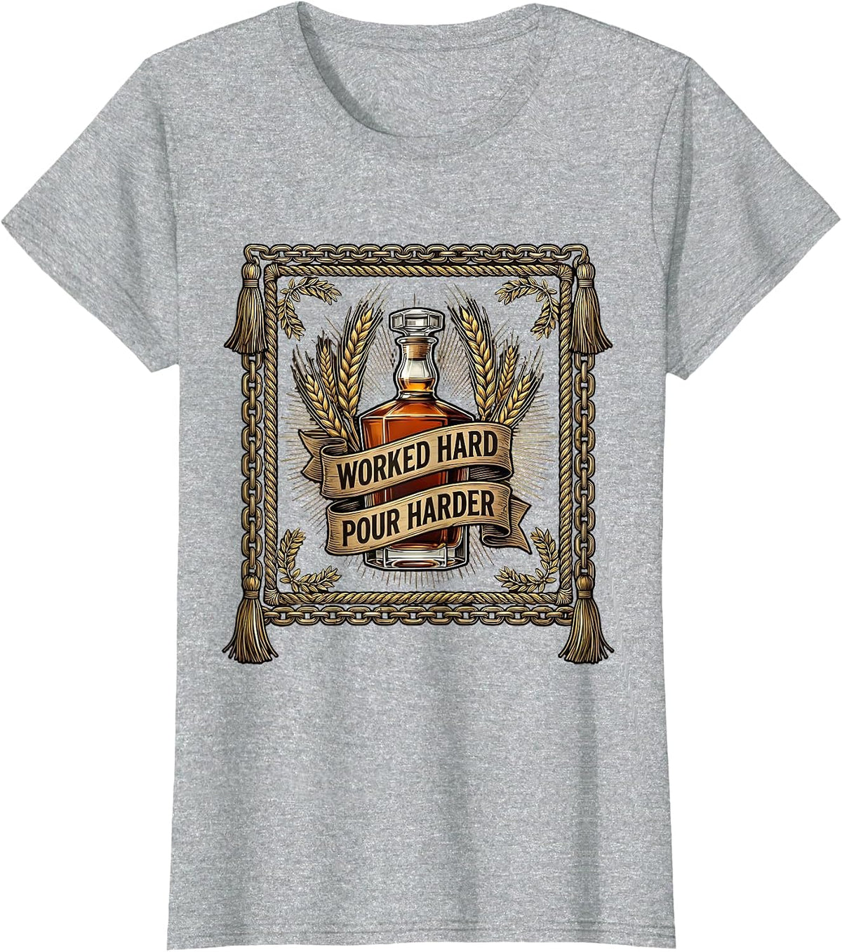 Women's Whiskey Lover Labor Day Worked Hard Pour Harder T-Shirt - Heather Grey