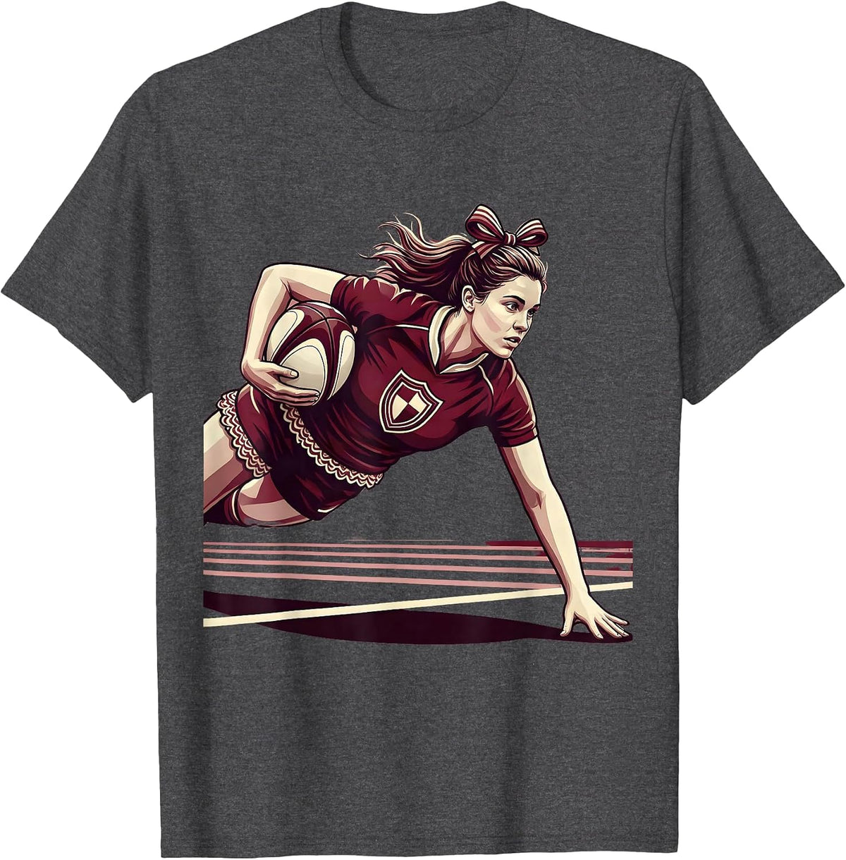 Men's Rugby Try Scorer Diving Forward Graphic T-Shirt - Dark Heather Grey