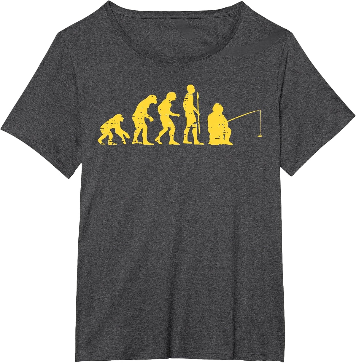 Human Evolution Fishing Funny Fisherman Men Women Kids Youth T-Shirt - Dark Heather Grey