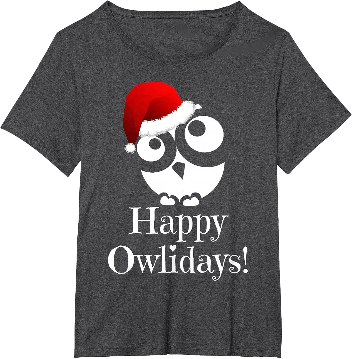 Owl Christmas Shirt - Christmas Owl T-Shirt - Happy Owlidays T-Shirt - Dark Heather Grey