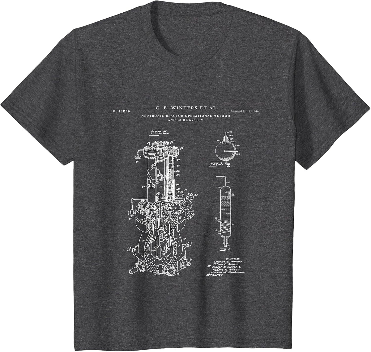 Nuclear Reactor Patent - Physics T-Shirt - Dark Heather Grey
