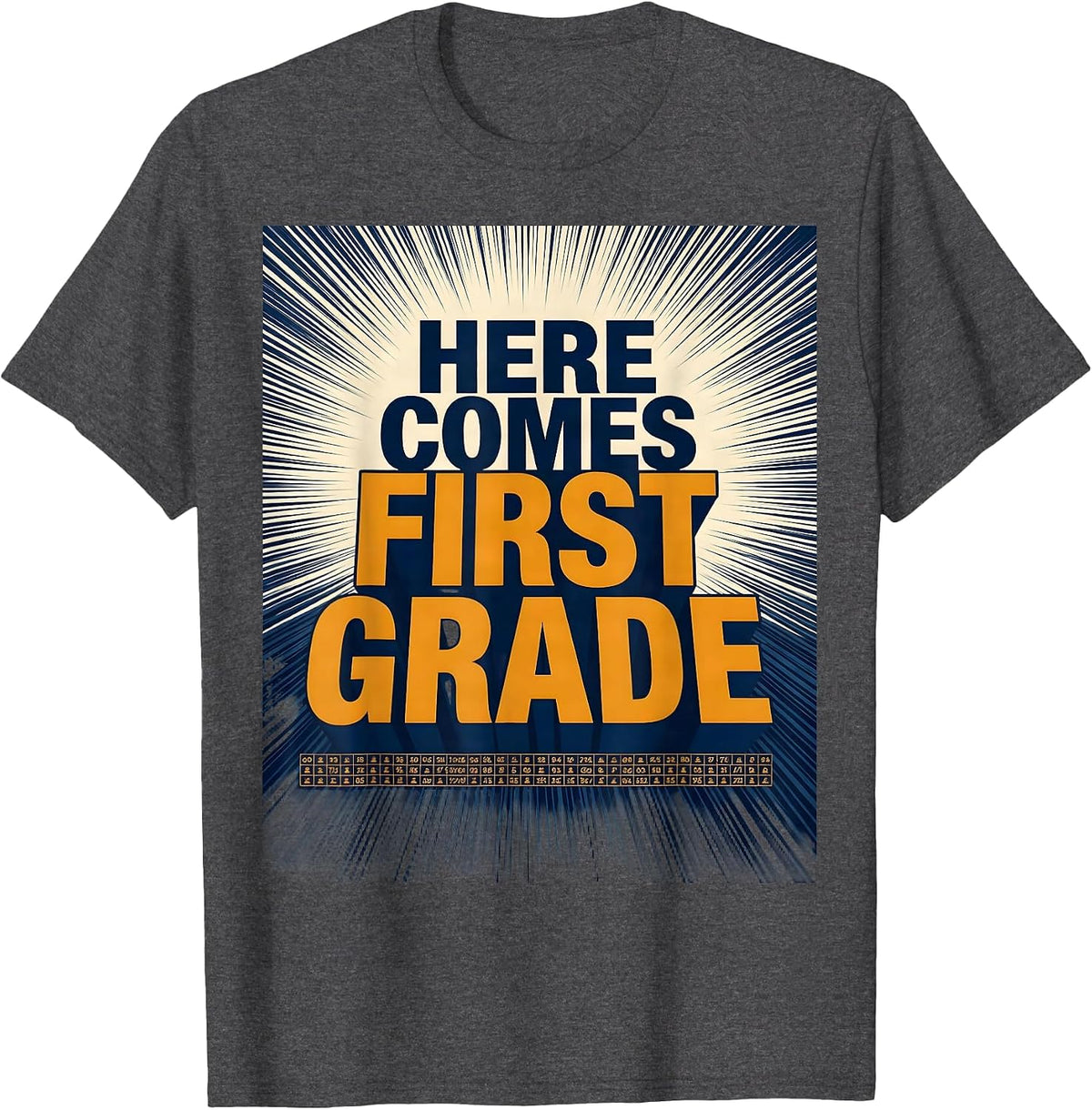 Here Comes First Grade Retro Groovy Vintage First Day Of T-Shirt - Dark Heather Grey