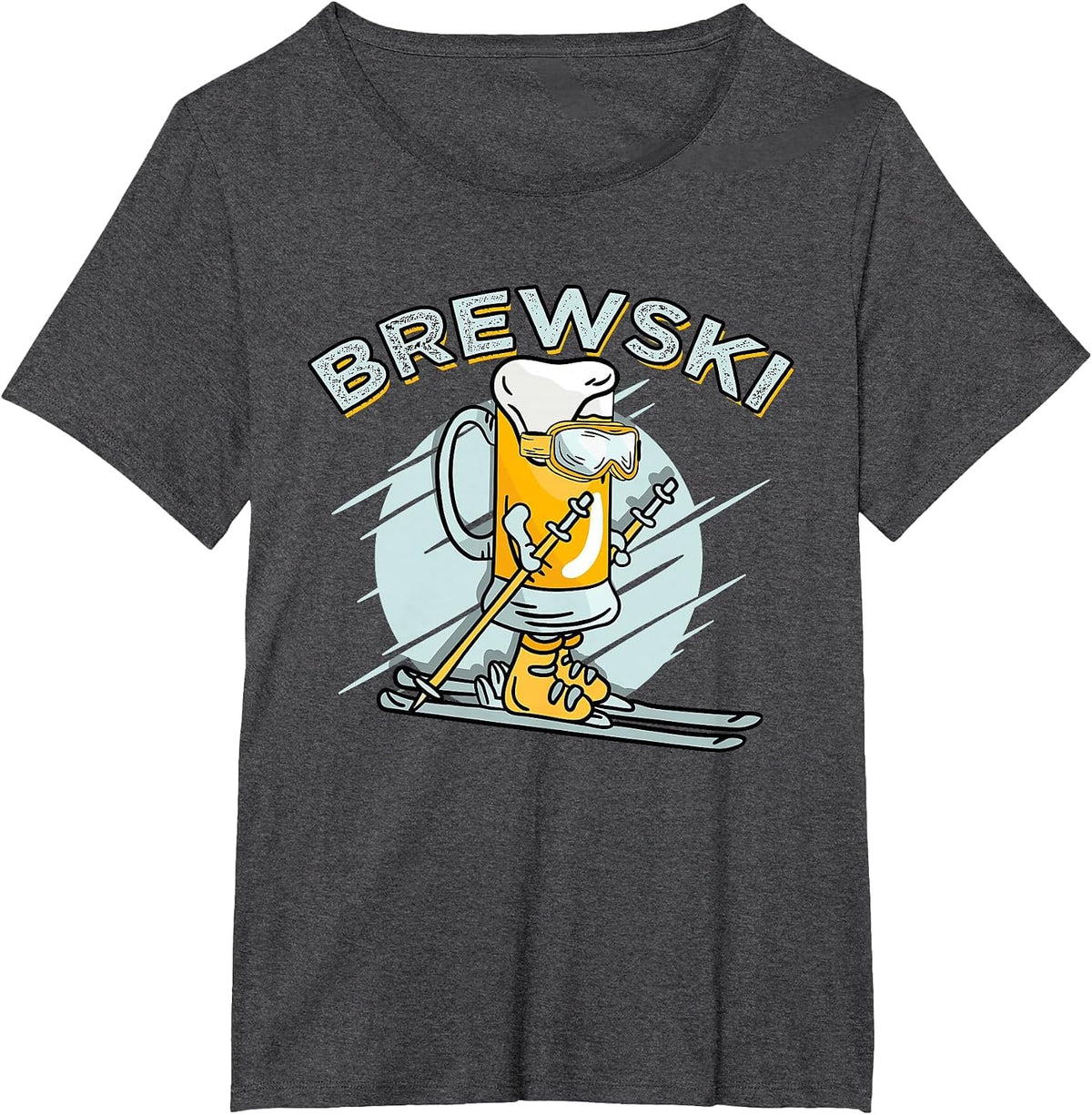 Brewski - Skiing Beer for Winter Sport T-Shirt - Dark Heather Grey