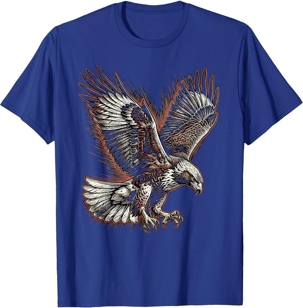 Japanese Hawk Diving Talons Extended Graphic T-Shirt - Royal Blue