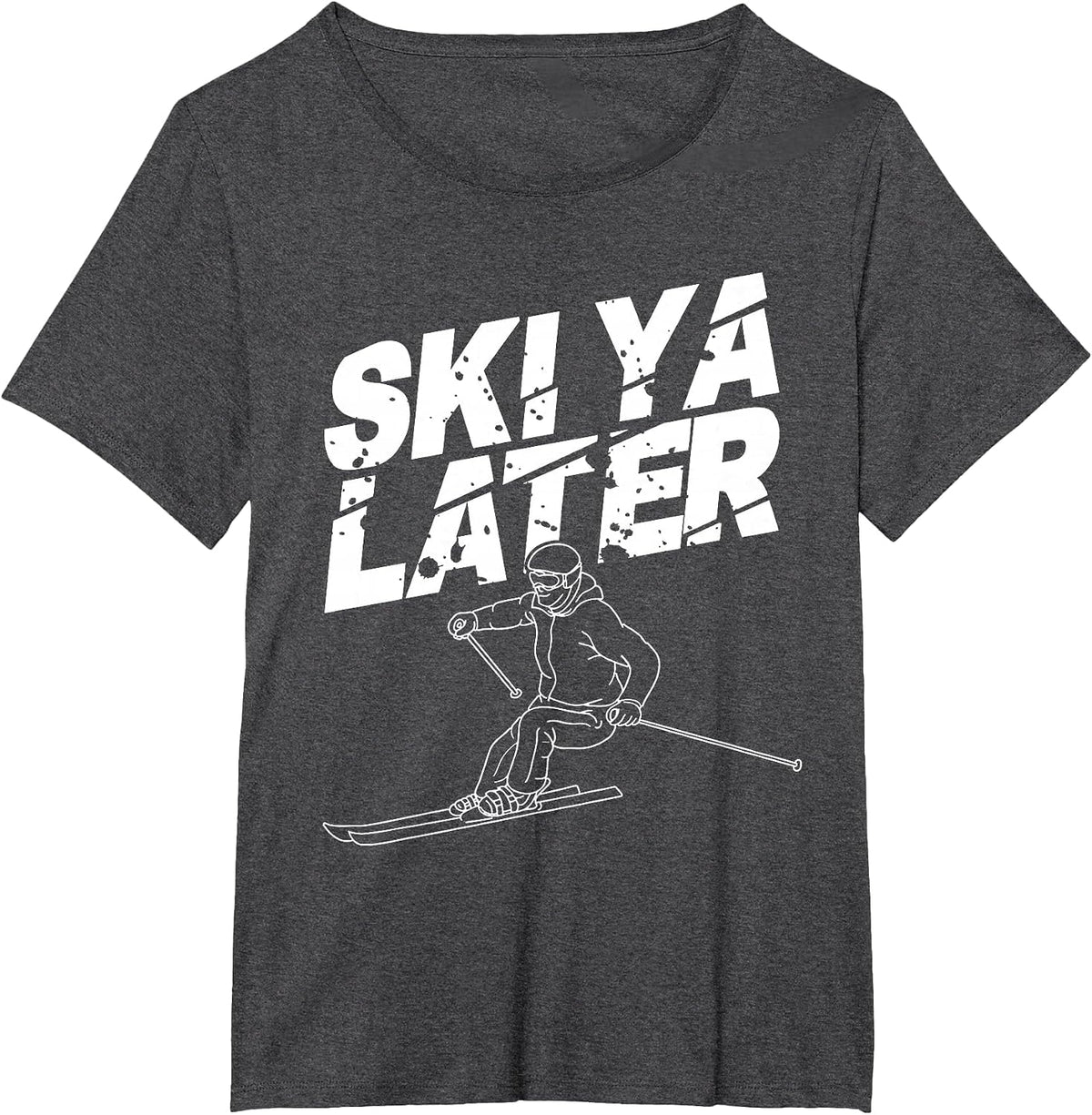 Unique Skiing Art for Men Women Kids Skier Mountain Skiing T-Shirt - Dark Heather Grey