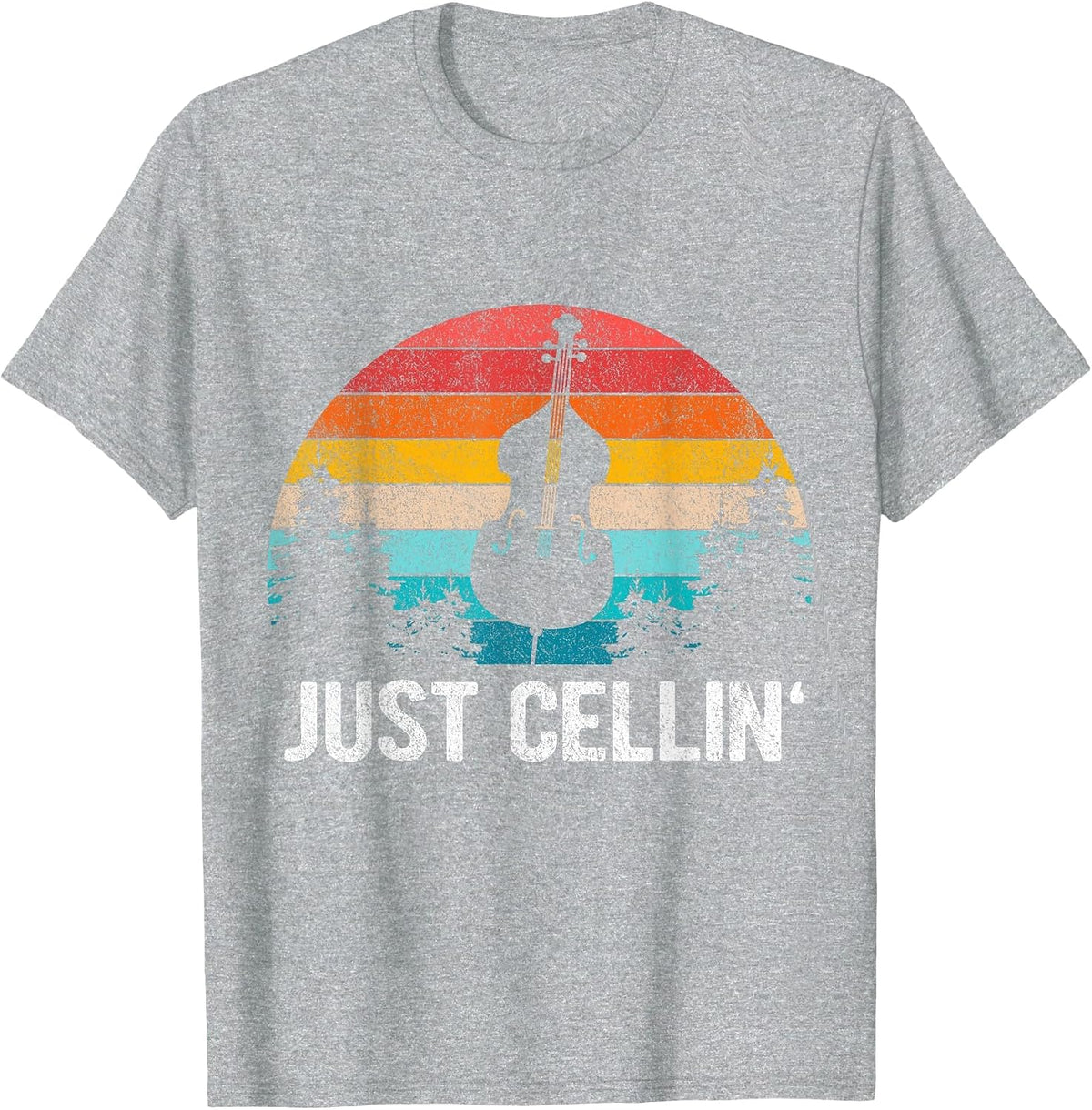Just Cellin Funny Cello Cellist Orchestra Musician Retro T-Shirt - Heather Grey