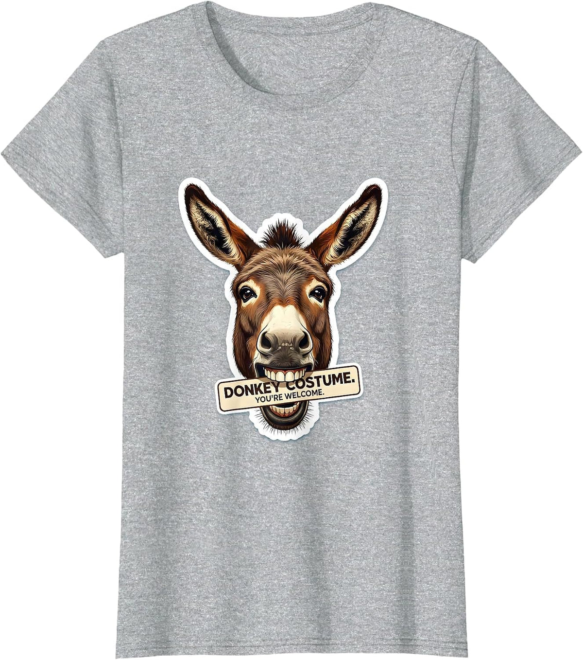 Women's Donkey Costume You're Welcome Funny Animal Lover Humor T-Shirt - Heather Grey