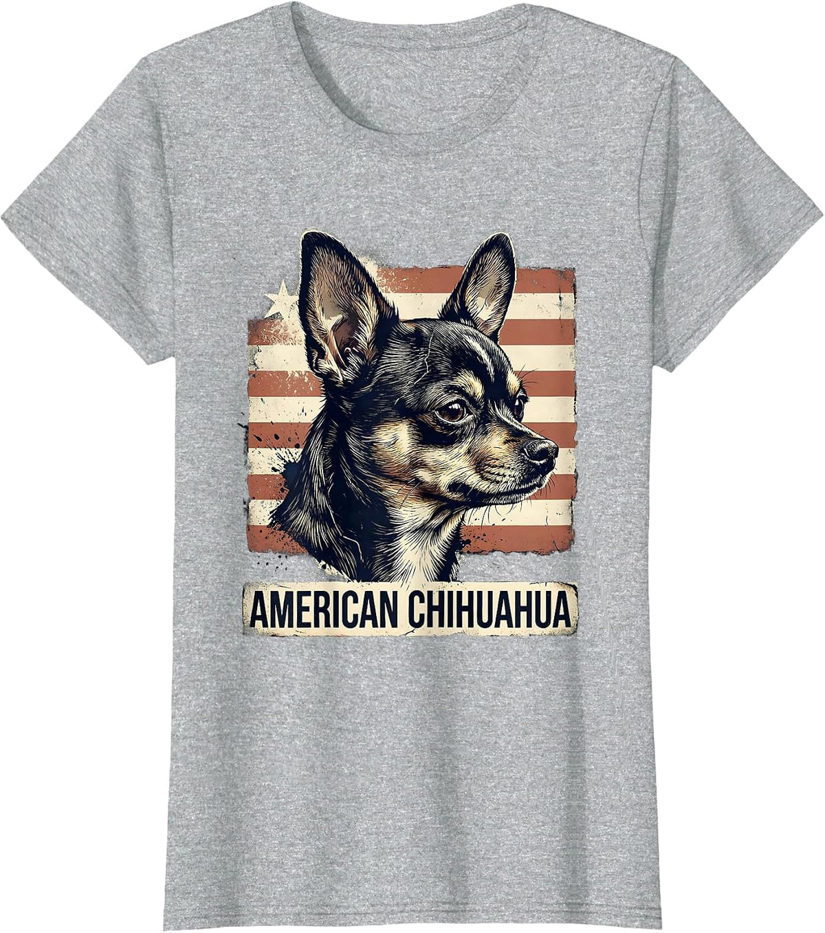 American Chihuahua Distressed Patriotic Dog Lover 4th T-Shirt - Heather Grey