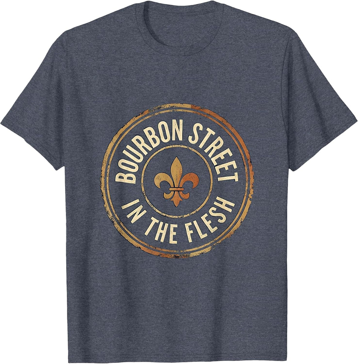 Bourbon Street In The Flesh Vintage Mardi Gras Party T-Shirt - Heather Blue