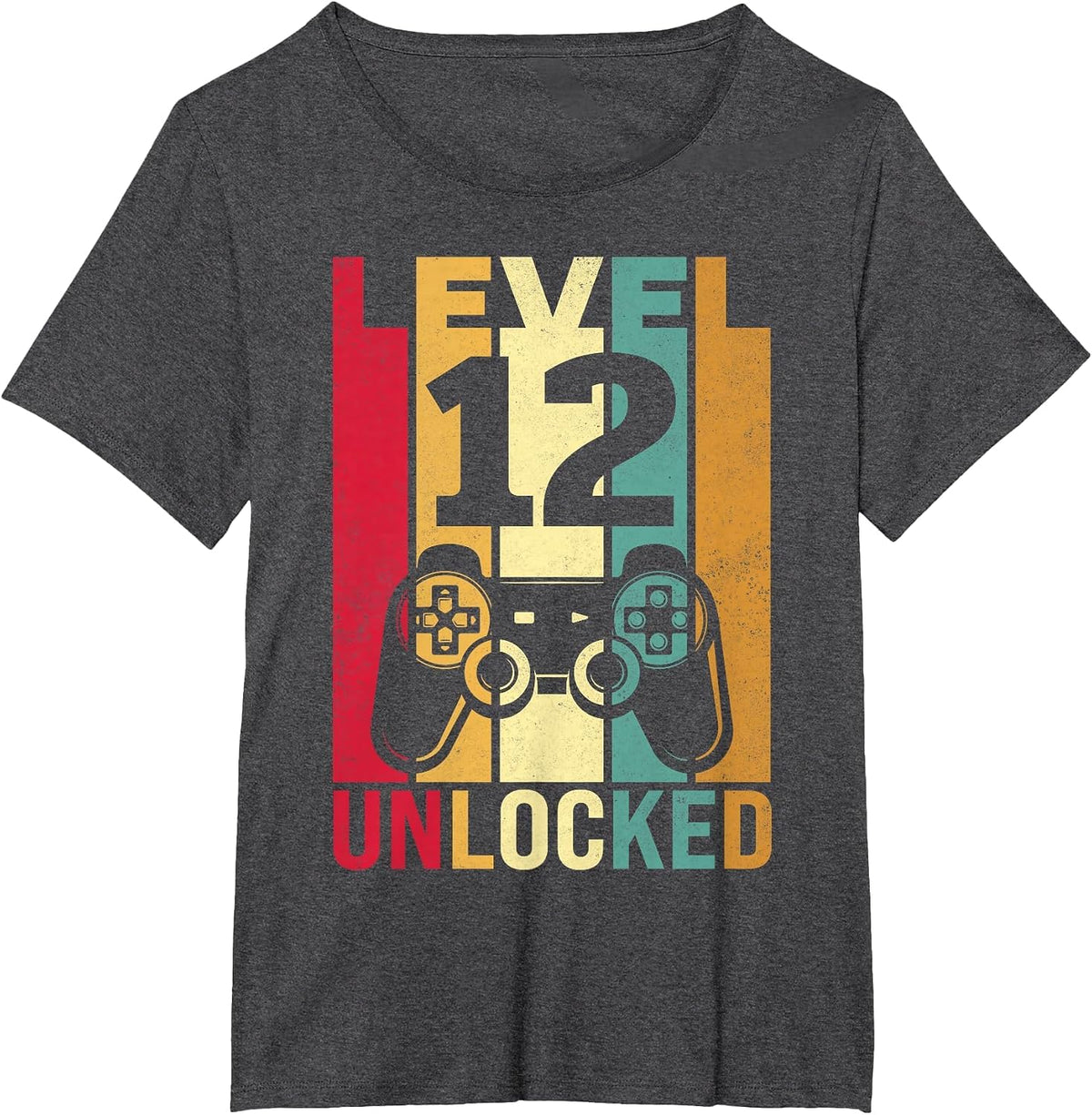 12yr 12 Birthday Boy Son Funny Gamer 12th Years Old Birthday T-Shirt - Dark Heather Grey