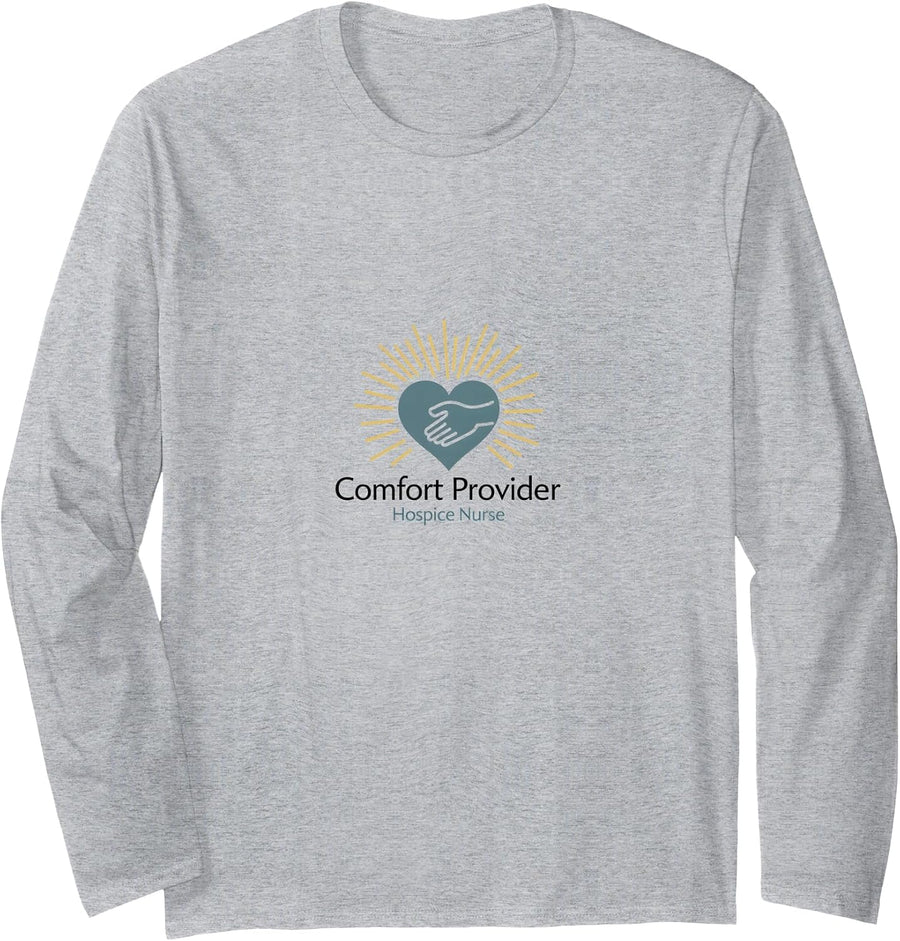 Hospice Nurse Comfort Provider: Caring Heart Gift Long Sleeve T-Shirt - Adult Unisex Heather Grey