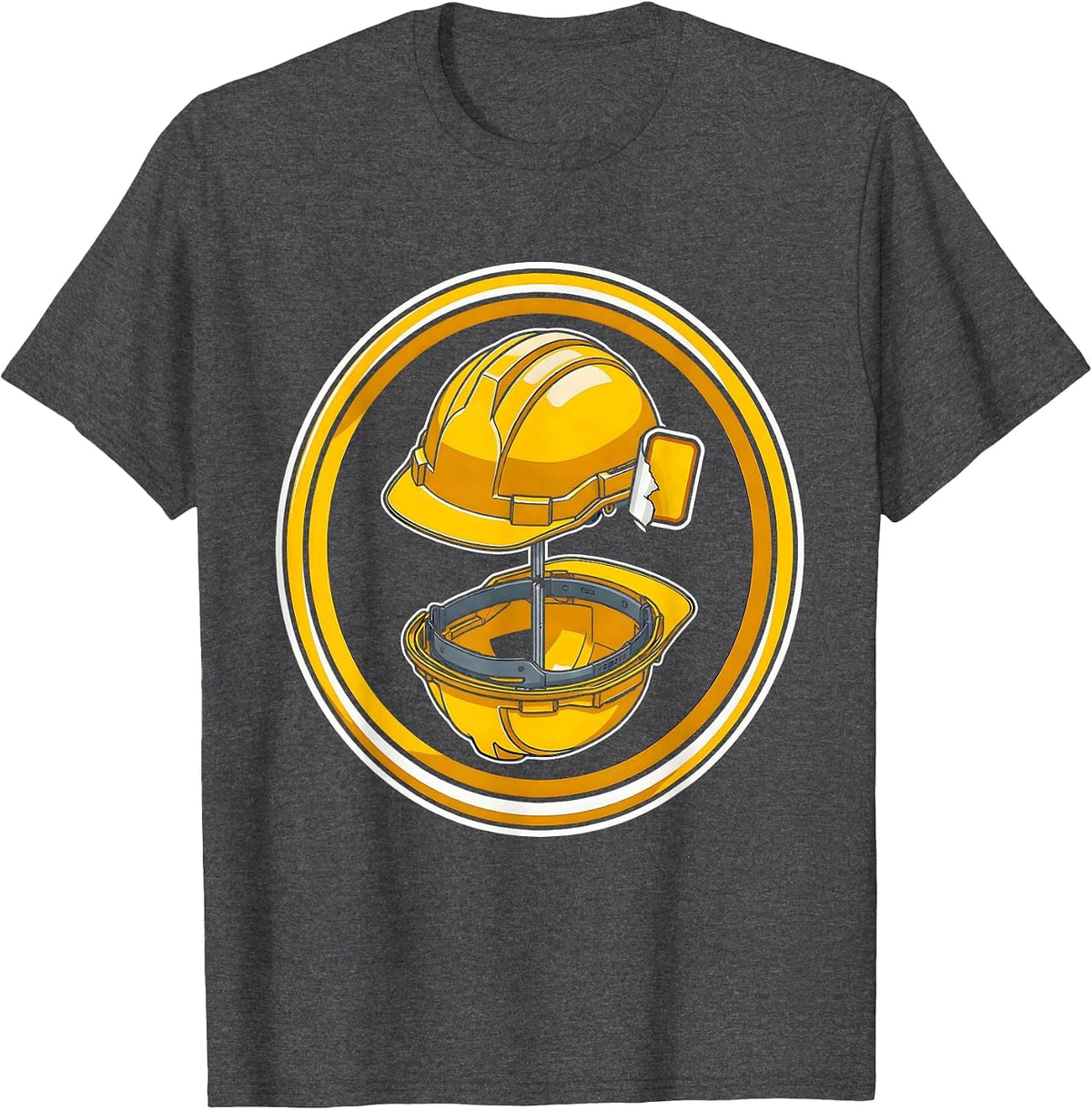 Hard Hat Worn Sticker Badges Graphic T-Shirt - Dark Heather Grey