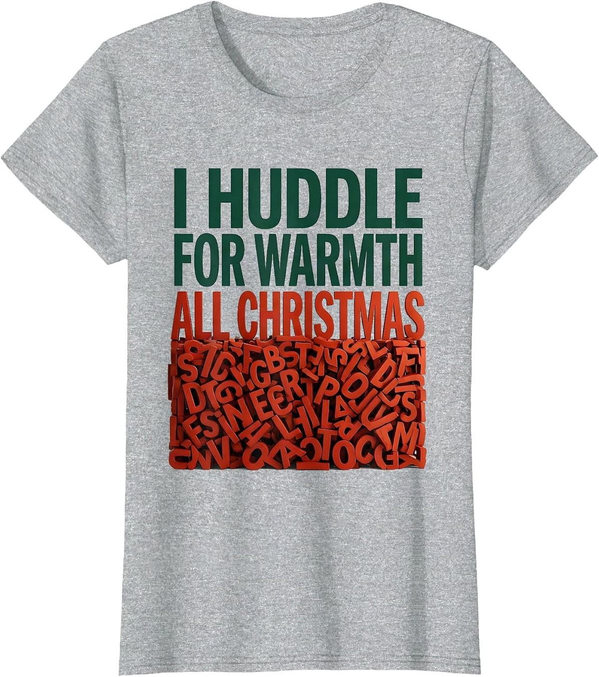Women's I Huddle For Warmth All Christmas Funny Penguin Lover T-Shirt - Heather Grey