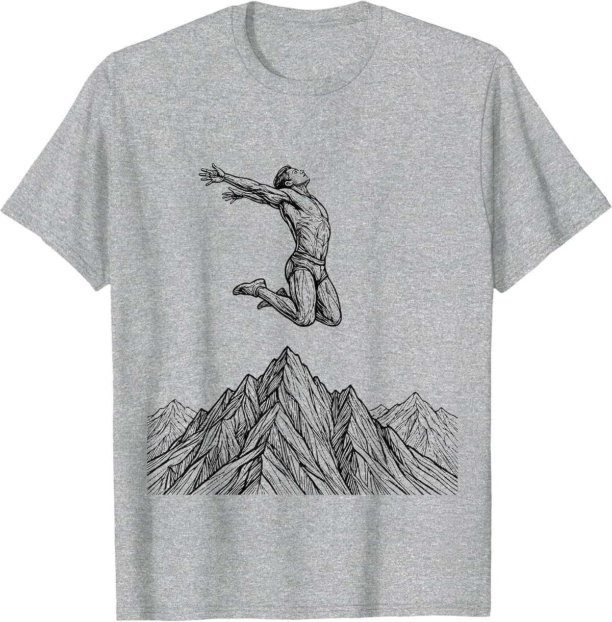 Men's Mountain Peak Jump Athleisure Graphic Design T-Shirt - Heather Grey