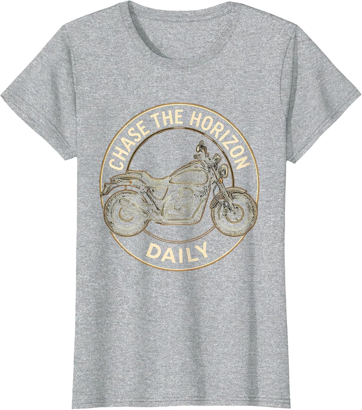 Chase the Horizon Daily Biker Design T-Shirt - Heather Grey
