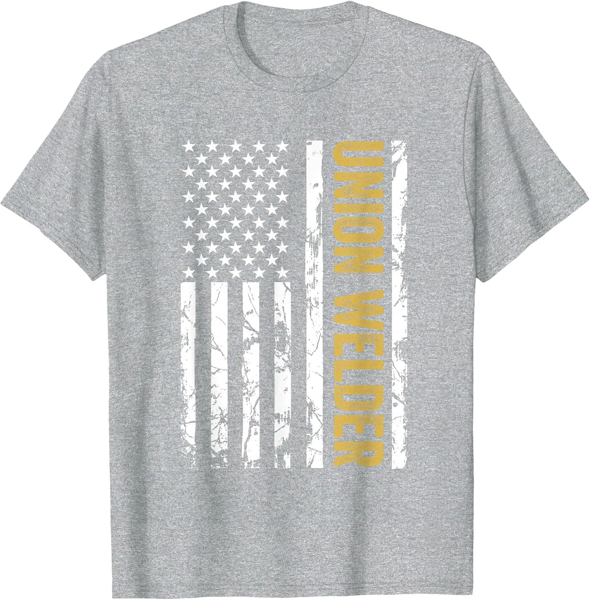 Union Welder USA American Flag Pro Union Workers Rights T-Shirt - Heather Grey
