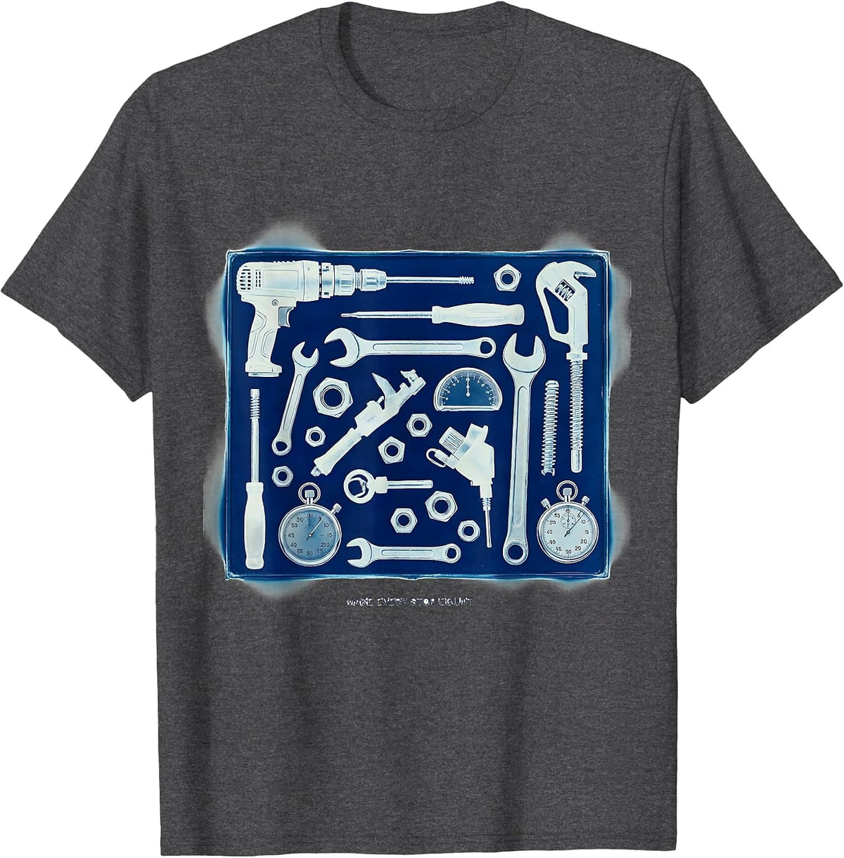 Men's Make Every Stop Count Pit Crew Racing Design T-Shirt - Dark Heather Grey