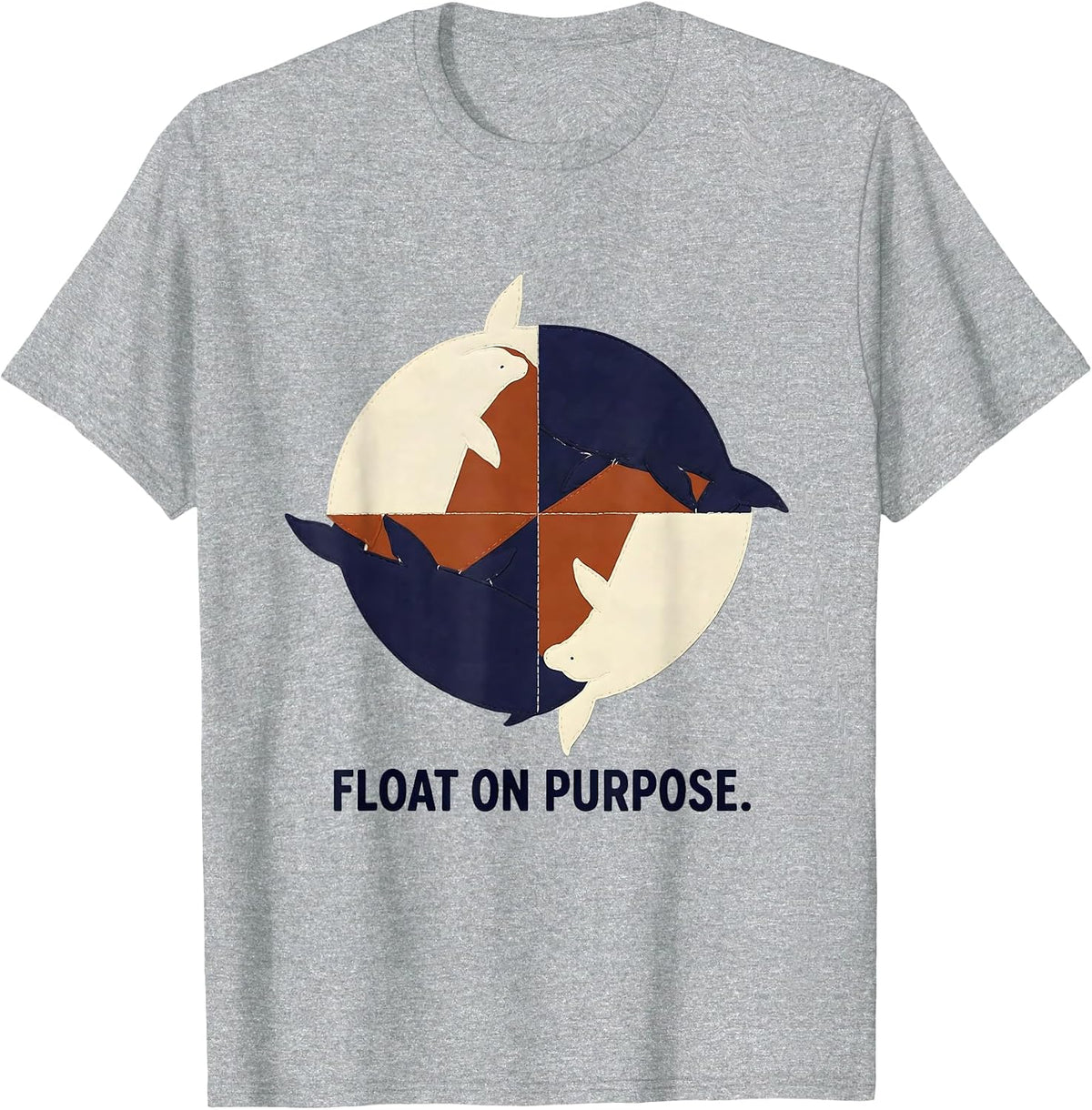 Men's Float On Purpose Quilt Block Manatee Lover Sea Cow Humor T-Shirt - Heather Grey