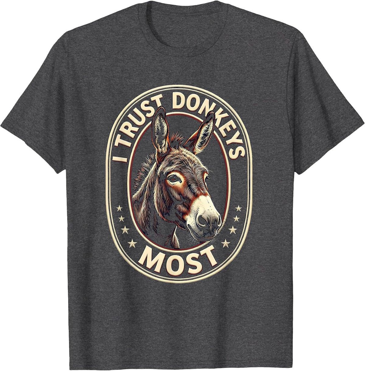 Men's I Trust Donkeys Most Funny Vintage Donkey Farm Animal Humor T-Shirt - Dark Heather Grey