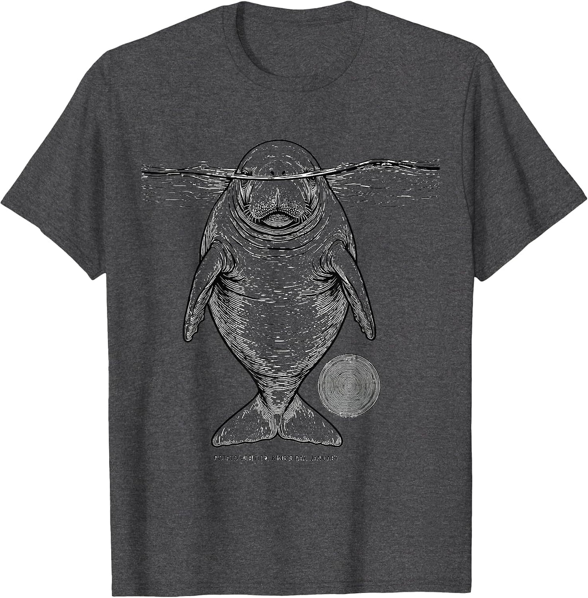 Men's Potato Verified, King's Bay, January Manatee Lover Crystal T-Shirt - Dark Heather Grey