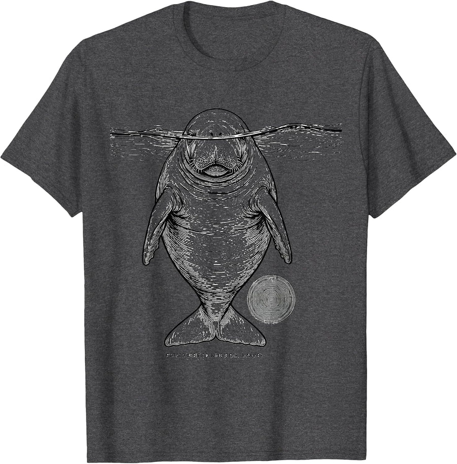 Men's Potato Verified, King's Bay, January Manatee Lover Crystal T-Shirt - Dark Heather Grey
