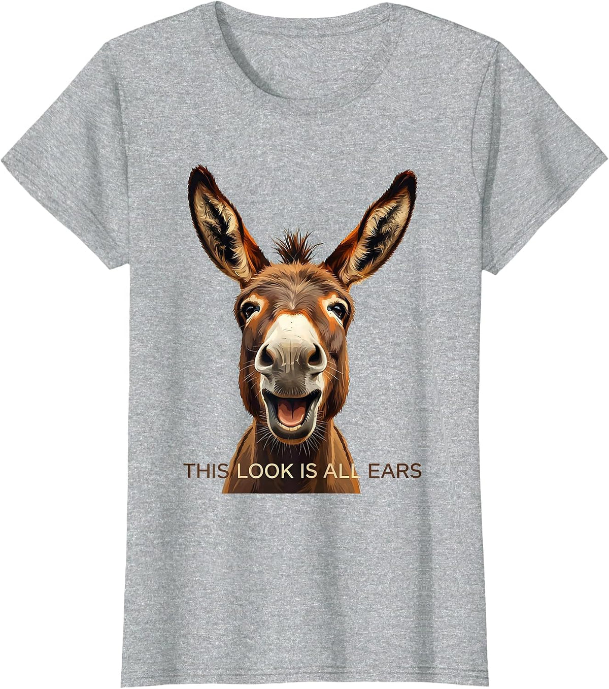 Women's This Look Is All Ears Funny Donkey Costume Animal Lover T-Shirt - Heather Grey