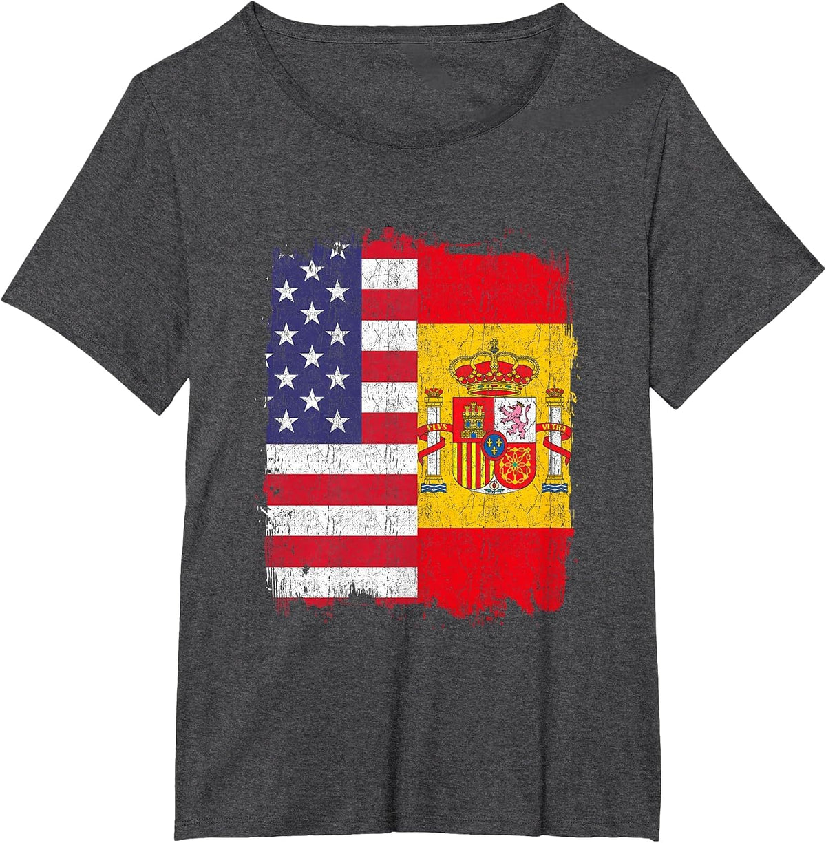 USA Spain Flag American Spanish T-Shirt - Dark Heather Grey