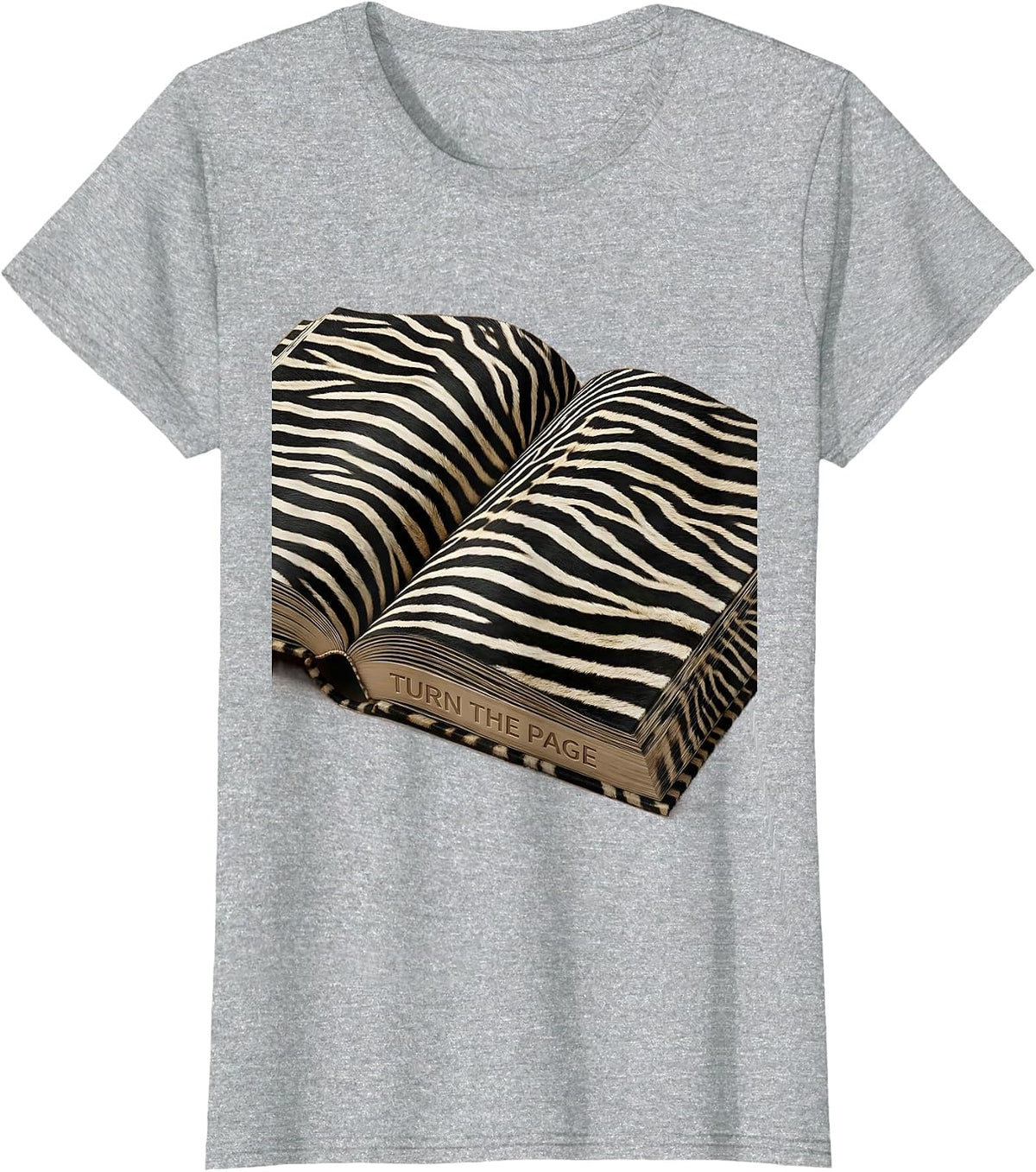 Turn the Page Book Lover Reading Design T-Shirt - Heather Grey