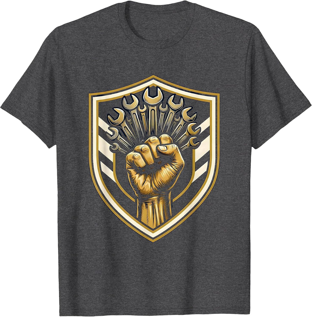Men's Calloused Fist Wrenches Blue Collar Worker Graphic T-Shirt - Dark Heather Grey