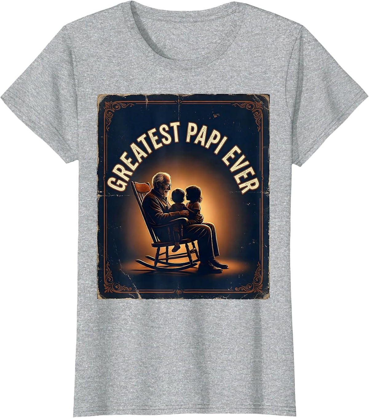 Greatest Papi Ever Vintage Grandfather Humor Grandparent T-Shirt - Heather Grey