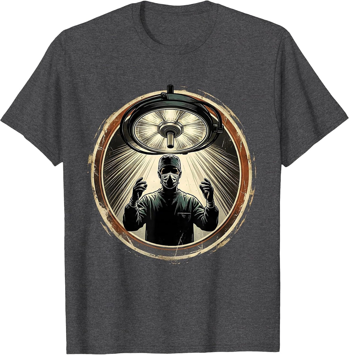 Trauma Surgeon Silhouette Operating Room Light T-Shirt - Dark Heather Grey