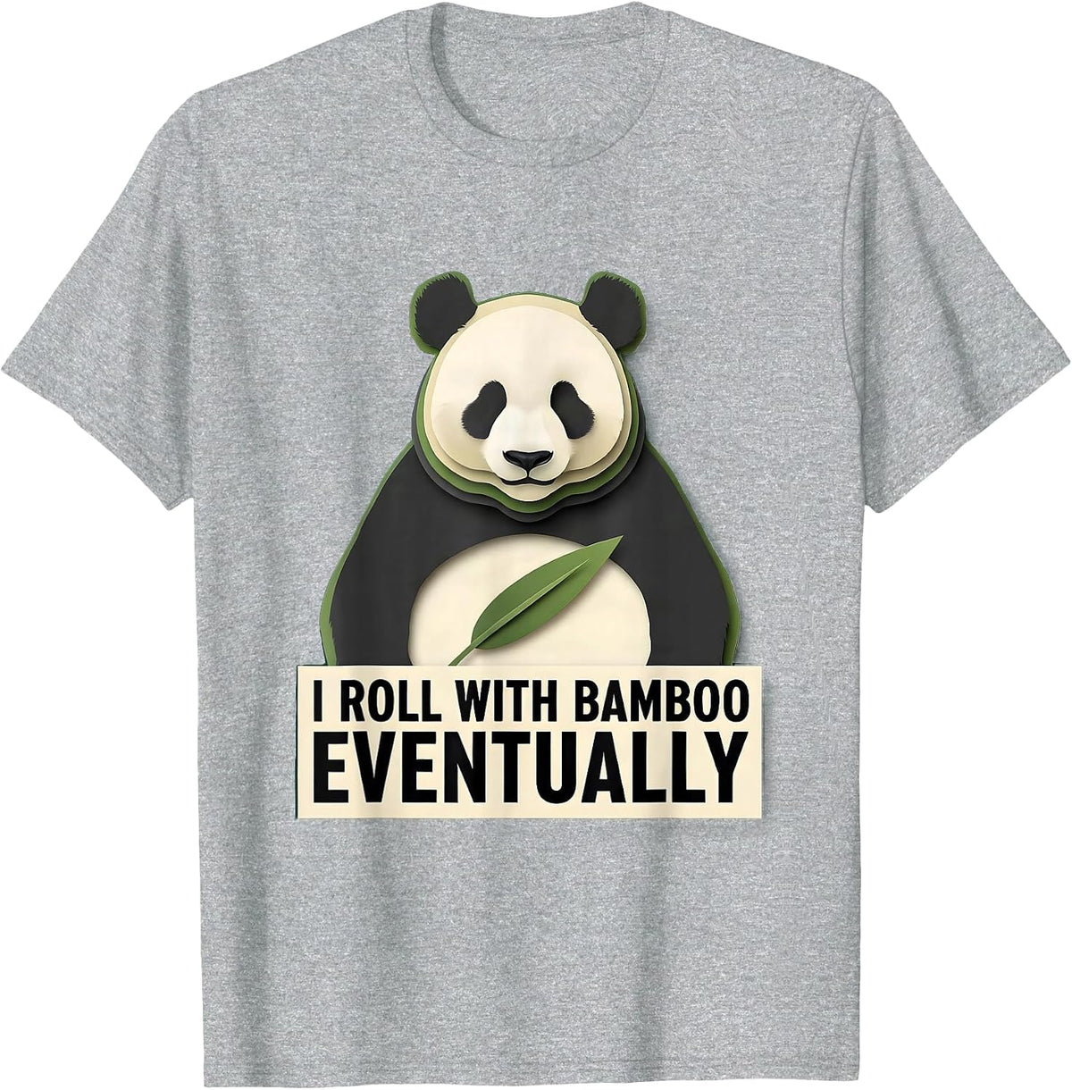Men's I Roll With Bamboo Eventually Funny Panda Enthusiast Costume T-Shirt - Heather Grey