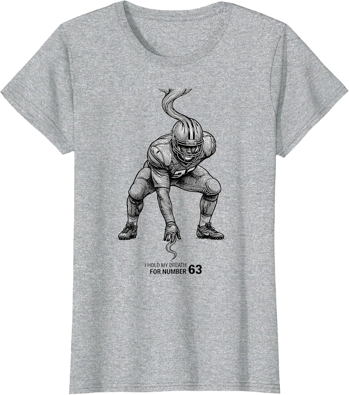 Women's I Hold My Breath For Number 63 Football Lineman Mom Jersey T-Shirt - Heather Grey