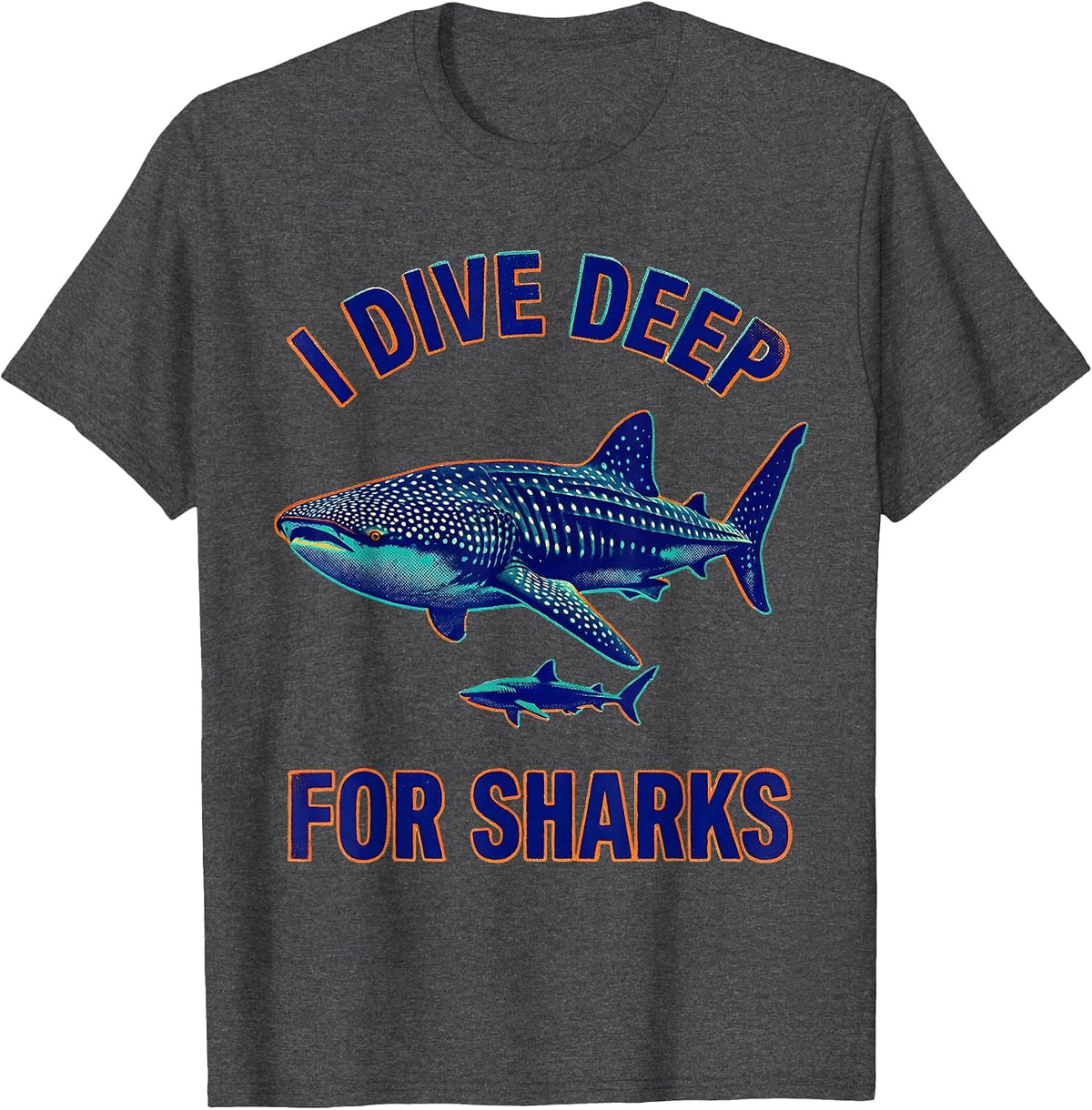 Men's I Dive Deep For Sharks Funny Whale Shark Ocean Animal Lover T-Shirt - Dark Heather Grey