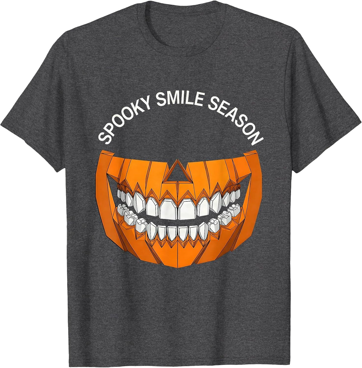 Spooky Smile Season Dental Halloween Design T-Shirt - Dark Heather Grey