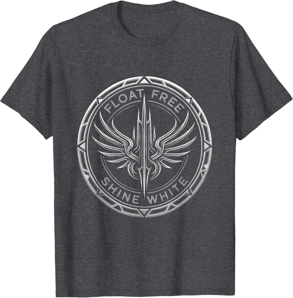 Men's Float Free Shine White Freedom Graphic Design T-Shirt - Dark Heather Grey