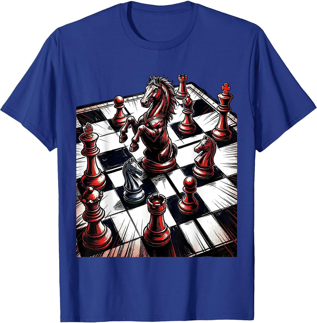 Math Teacher Chess Coordinate Grid Graphic T-Shirt - Royal Blue
