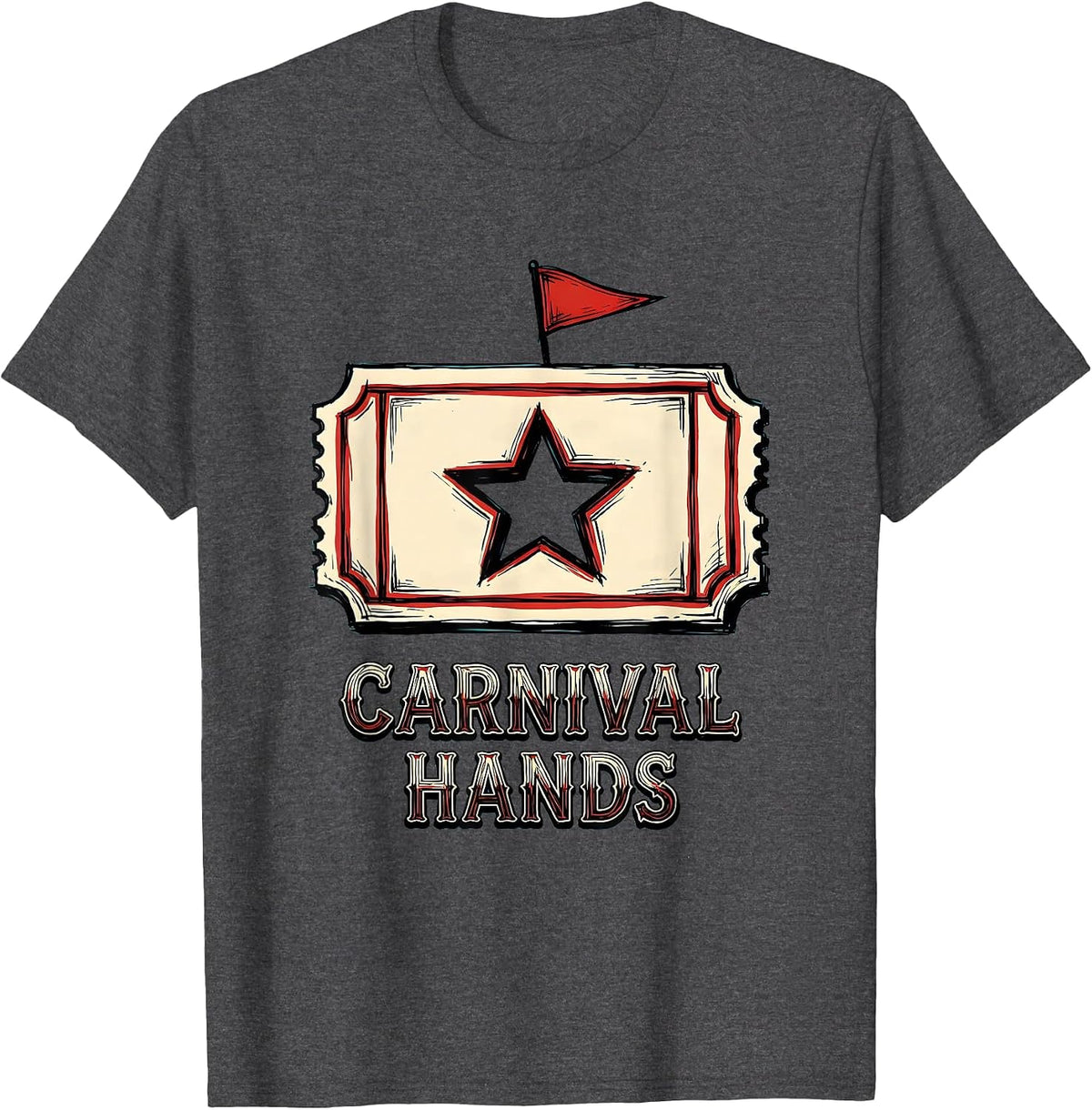 Men's Carnival Hands Sign Painter Showcard Circus Crew Birthday T-Shirt - Dark Heather Grey