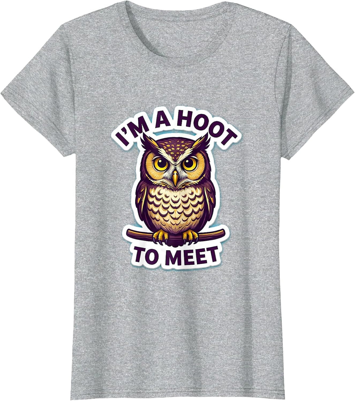 Women's I'm A Hoot To Meet Funny Owl Lover Birdwatcher Humor T-Shirt - Heather Grey